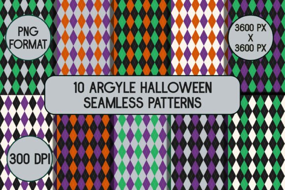 10 Seamless Argyle Halloween Patterns