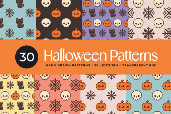 30 Halloween Patterns 12x12, 300 DPI