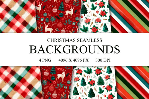 4 Christmas Seamless Patterns for Creative Projects