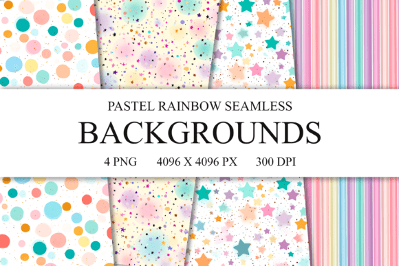 4 Pastel Rainbow Seamless Patterns