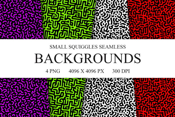 4 Small Squiggles Seamless Patterns