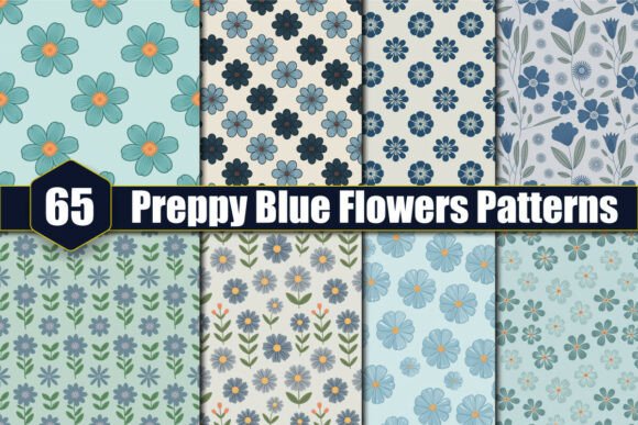 65 Preppy Blue Flowers Patterns