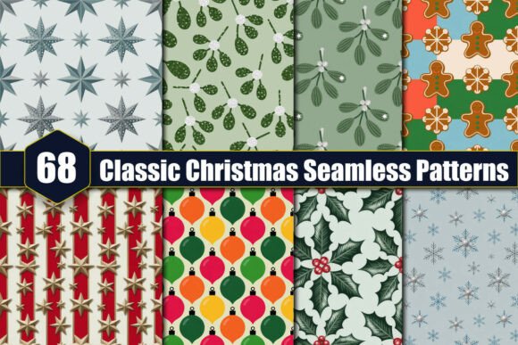 68 Classic Christmas Seamless Patterns