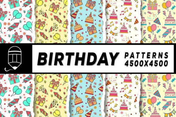 Birthday Digital Papers Patterns