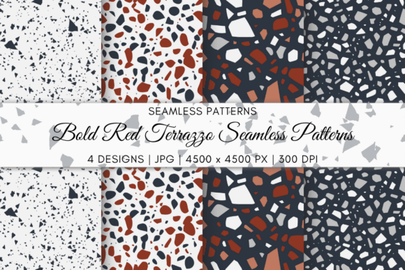 Bold Red Terrazzo Seamless Patterns