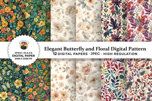 Butterfly Floral Digital Patterns