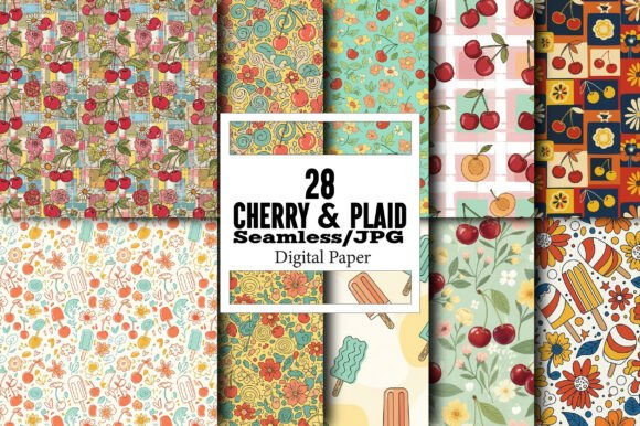Cherry Plaid Digital Patterns for Creative Projects