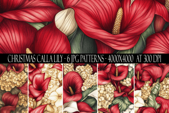 Christmas Calla Lily Seamless Patterns