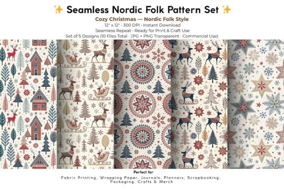 Cozy Christmas Nordic Folk Patterns