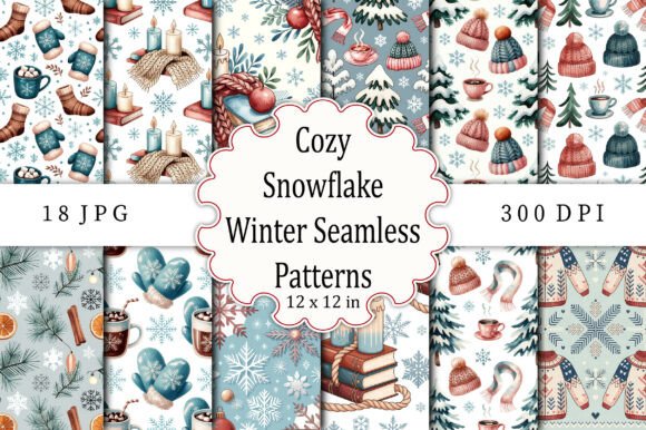 Cozy Snowflake Winter Seamless Patterns