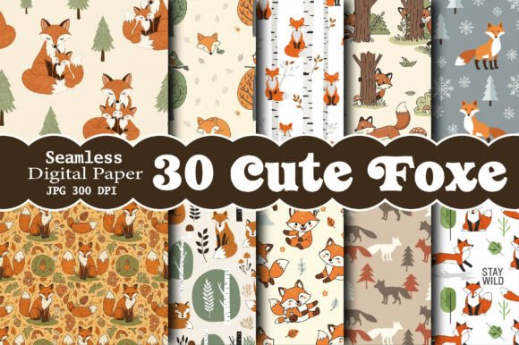 Cute Foxe Seamless Patterns