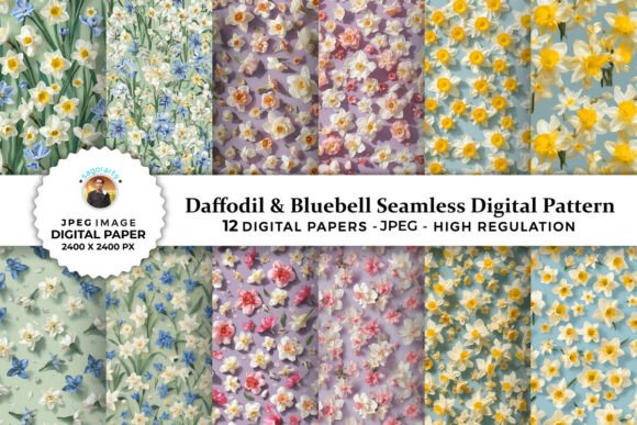 Daffodil Bluebell Digital Patterns