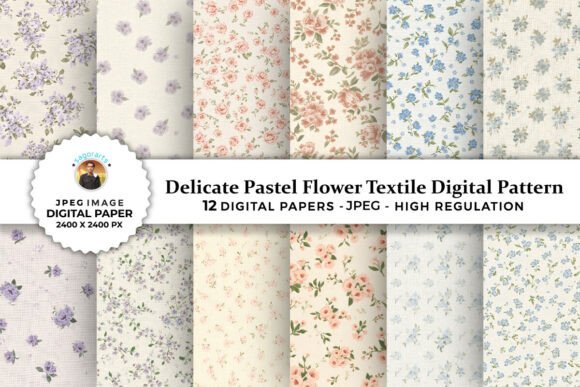 Delicate Pastel Flower Textile Patterns