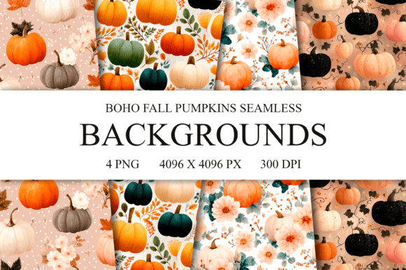 Elevating Autumn Aesthetics: The Strategic Value of 4 Boho Fall Pumpkins Seamless Patterns for Modern Creators