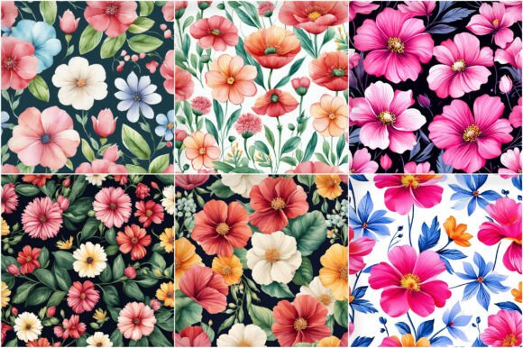 Floss Flowers Watercolor Patterns