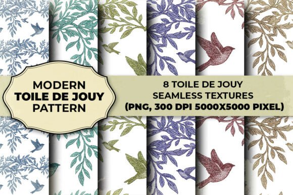 Modern Toile De Jouy Seamless Patterns