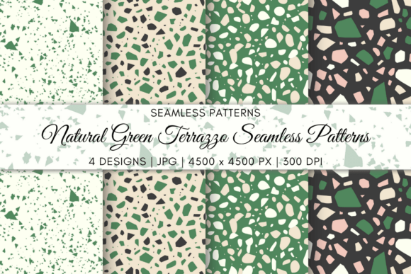 Natural Green Terrazzo Seamless Patterns