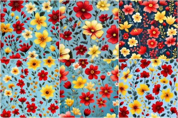 Red and Yellow Flowers Patterns