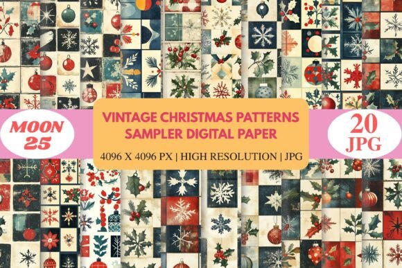 Revitalize Your Creative Projects with the Vintage Christmas Patterns Sampler Digital