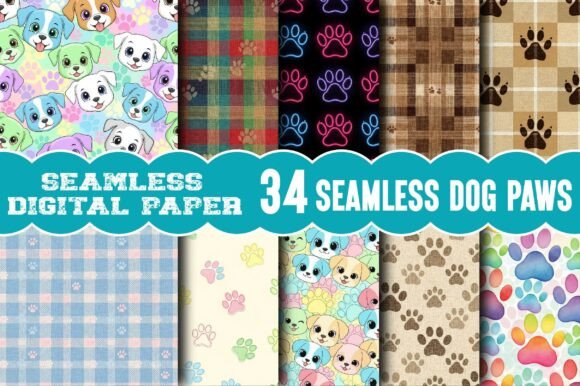 Seamless Dog Paws Patterns