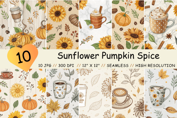 Seamless Sunflower Pumpkin Spice Latte Patterns for Creative Projects
