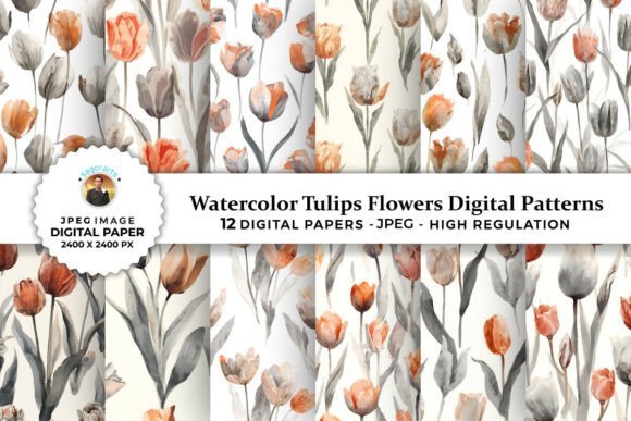 Unlocking the Artistic Potential of Watercolor Tulips Flowers Patterns for Digital and Physical Creations