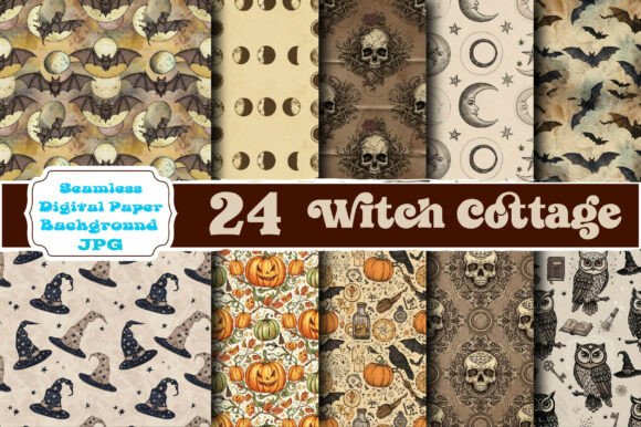 Witch Cottage Digital Paper Patterns